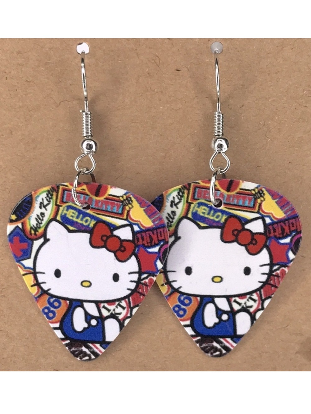 *LAST SET* Hello Kitty Earrings  Red Bow Custom Guitar Pick Fashion Jewelry